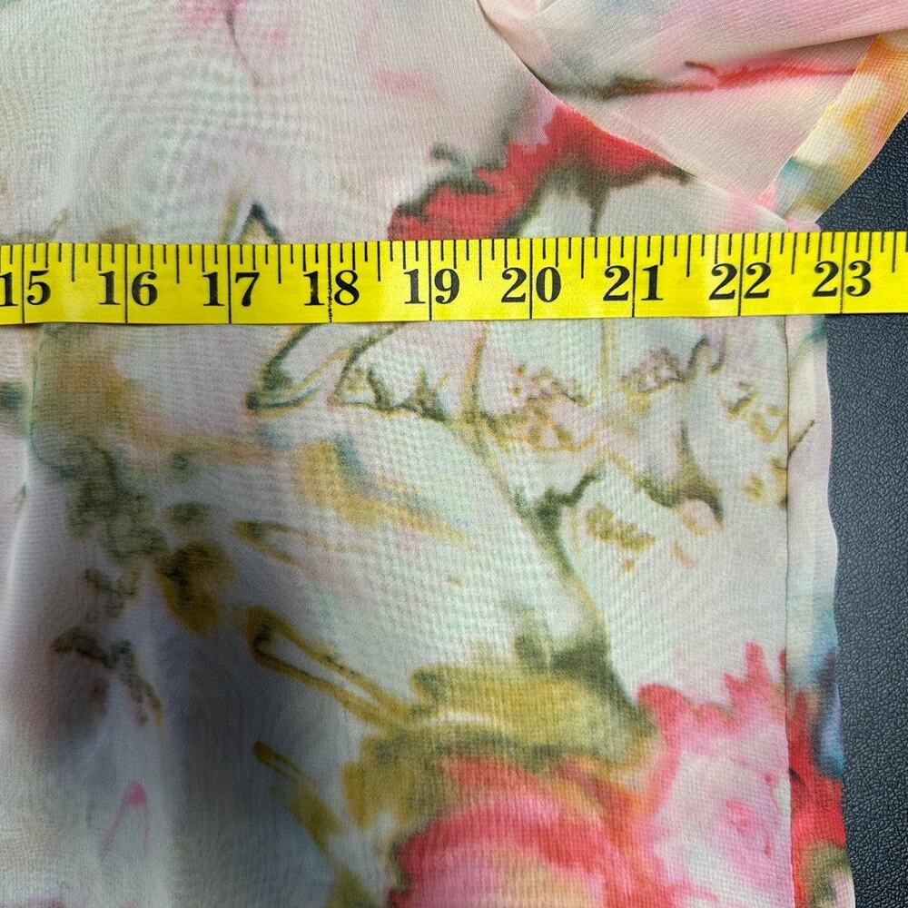 Chico’s Watercolor Floral Boho Blouse Crochet Lace Peasant Top Size L - Picture 8 of 9